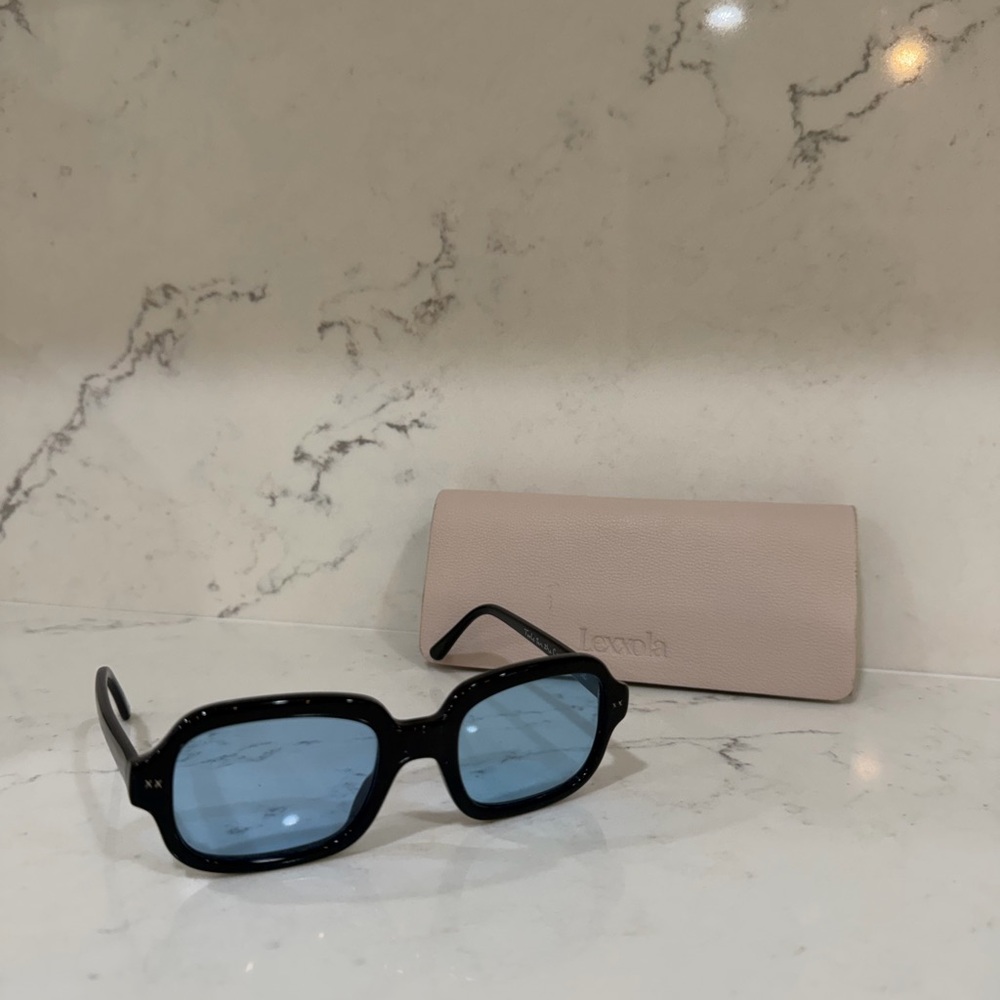 Lexxola Black Frame Sunglasses with Blue Lenses